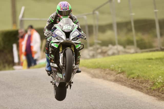 Michael Sweeney on the MJR BMW during practice at the Kells Road Races in Co Meath.
