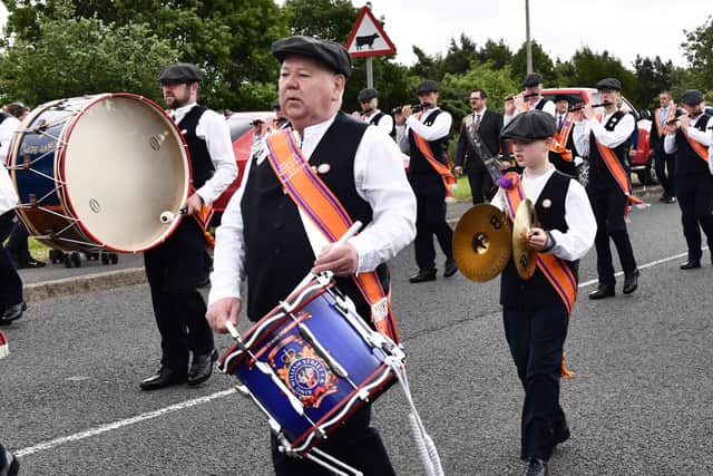 Orangemen Parade  as part of a centenary memorial service outside Newry on Sunday to remember six  Protestants who were murdered by the IRA in the Altnaveigh Townland on June 17, 1922. 
Pic Colm Lenaghan/Pacemaker