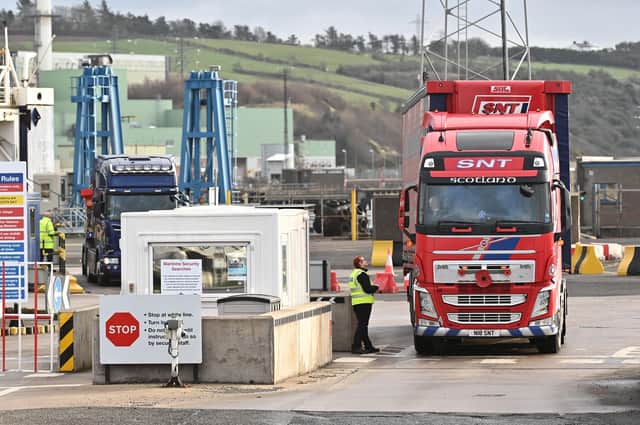 Larne Port, which is now a frontier. It’s impossible to refute Jim Allister’s point that red and green customs lanes “confirm the partitioning of the UK”