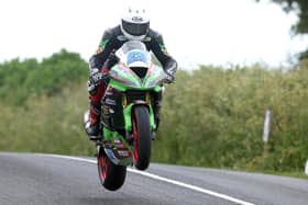 Jack Oliver in action at the Kells Road Races in Co Meath on his TJR Kawasaki.