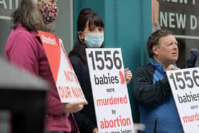 An anti-abortion protest takes place at the Castle Lane / Cornmarket area of Belfast.

Picture: Philip Magowan / Press Eye