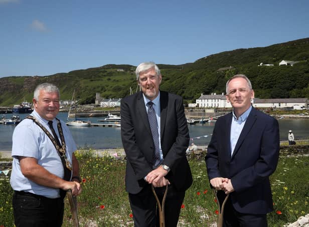 Cllr Ivor Wallace, Mayor of Causeway Coast & Glens Council, John O'Dowd, Minister for Infrastructure and Stephen Fisher, chief executive, Rural Housing Association