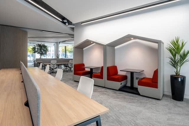 The fit-out includes bespoke informal meeting pods, premium breakout space and collaboration areas