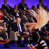 Prime Minister Boris Johnson looks on during the opening ceremony of the Commonwealth Heads of Government Meeting (CHOGM) in Kigali, Rwanda.
