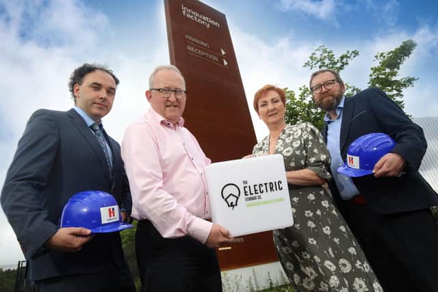 Pictured at TESC’s offices in the Innovation Factory in west Belfast are Damien O’Callaghan, Heron Bros, Eddie McGoldrick and Anne Marie McGoldrick from TESC and Emmet Heron, Heron Bros