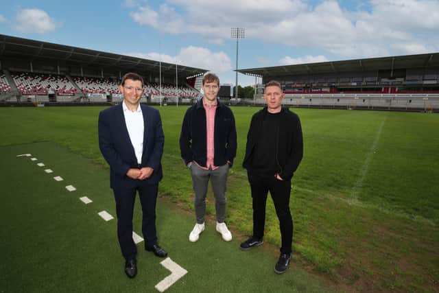 James Thompson, financial analyst at Whiterock Finance, Andrew Trimble, chief executive officer at Kairos Sports Tech and Gareth Quinn, chief operating officer at Kairos Sports Tech