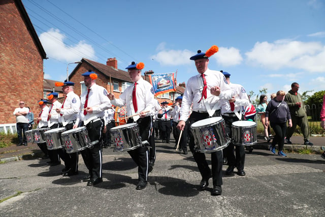 Members of the Orange Order and marching bands pictured at Workman Avenue in Belfast as they take part in the annual Whiterock Parade in west Belfast this afternoon.


Photo by Kelvin Boyes / Press Eye.