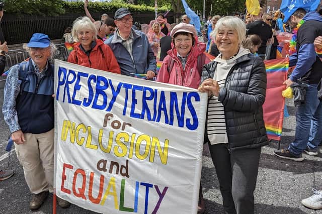 Presbyterians hold a banner at the Dublin pride event at the weekend