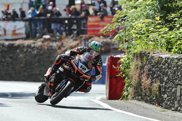 Yorkshire's Jamie Coward at Union Mills at the Isle of Man TT.