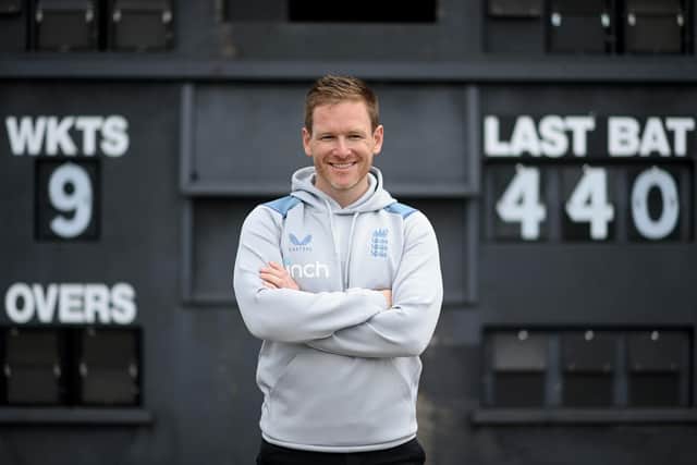 Eoin Morgan of England poses for a photo as he announces his International Retirement at Lord's Cricket Ground