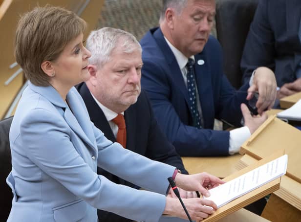 First Minister Nicola Sturgeon delivers a statement to MSPs in the Scottish Parliament, Edinburgh, on her plans to hold a second referendum on Scottish independence before the end of 2023