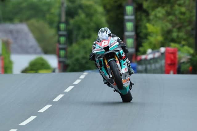 Michael Dunlop on his own MD Racing Honda Fireblade Superstock machine at the Isle of Man TT.