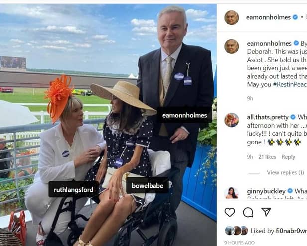 Instagram post from Eamonn Holmes paying tribute to Dame Deborah