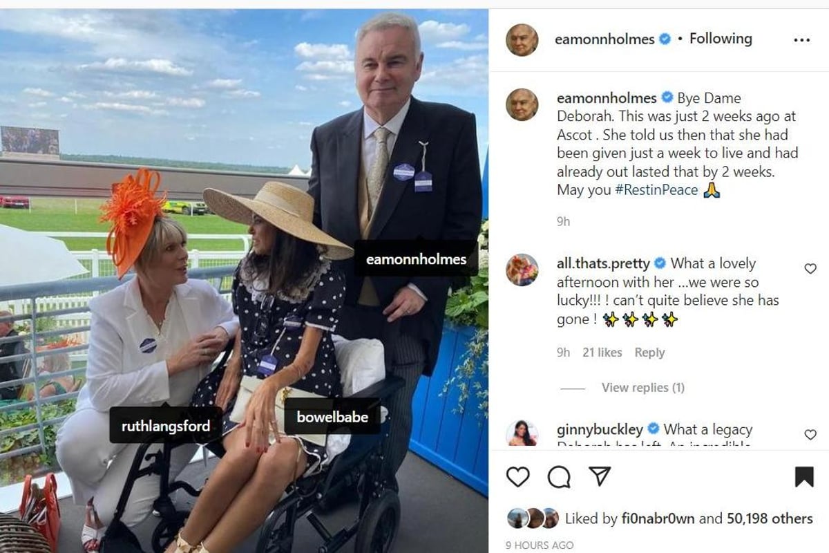 Eamonn Holmes posts photo at Ascot with Dame Deborah James paying tribute to her after death at 40 years
