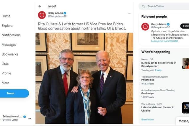 Rita O'Hare with President Biden (from Gerry Adams' Twitter)