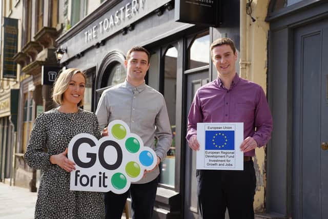 The Toastery owners Sophie and Rossa Mac Aindriu along with their GFI programme manager at Fermanagh Enterprise, Rodney Malone