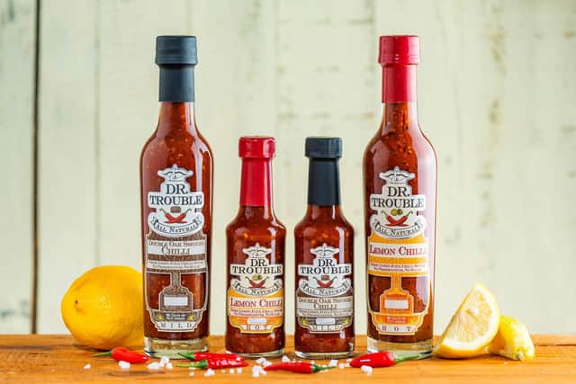 The existing range of Dr Trouble spicy sauces now available here