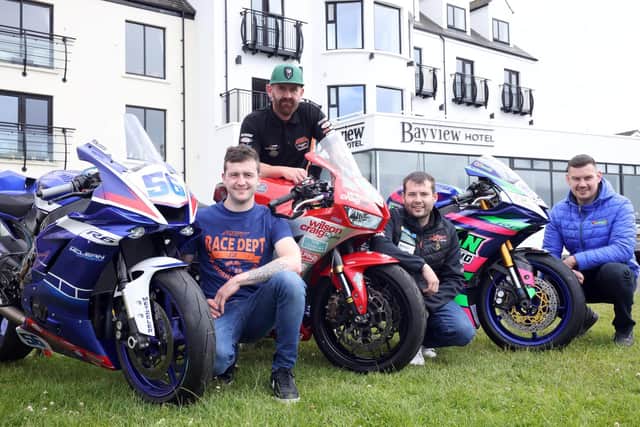 Pictured at the launch of the 2022 Bayview Hotel Armoy Road Races are (from left): Adam McLean, Jamie Coward, Darryl Tweed and Neil Kernohan.