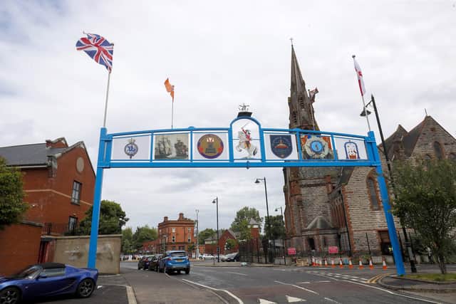 The arch erected close to Clifton Street Orange Hall in north Belfast