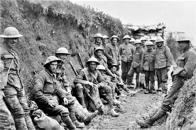 Captionless image from HMG of soldiers in the trenches at the Somme