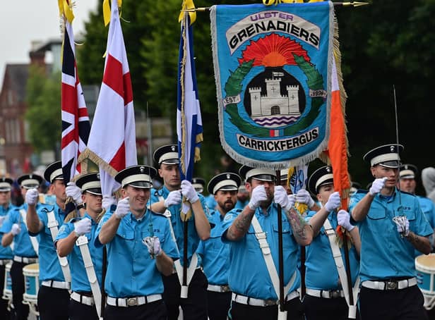 Pacemaker Press 01/07/22 The Somme commemoration Parade passes  through east Belfast on Friday evening,  with  parades across Northern Ireland to commemorate the Battle of the Somme.Pic Pacemaker