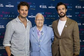 Jamie Dornan, Baroness May Blood and Oliver Jeffers at the Lyric Theatre in Belfast