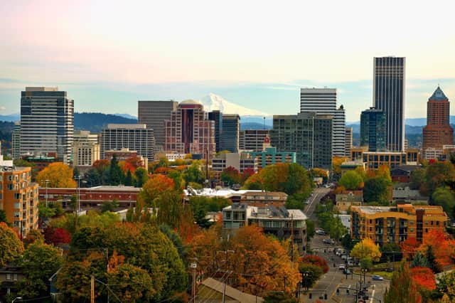 The skyline of downtown Portland, Oregon.