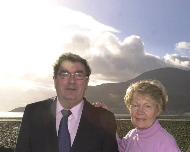 PACEMAKER BELFAST   archive
 John Hume with his wife Pat pictured on the beach in Newcastle Co Down.
Former SDLP leader John Hume and his wife Pat have been injured in a car collision in County Donegal.
The Nobel Prize laureate was in one of two cars involved in the smash at Carrowprassna near Greencastle at 1730 GMT, a SDLP spokesman said
