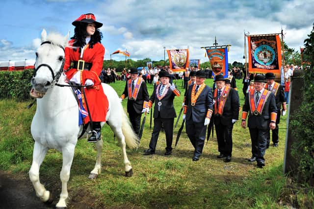 'King Billy' leads the way at the Independent Orange parade in Portglenone on July 12, 2008: Picture Charles McQuillan/Pacemaker