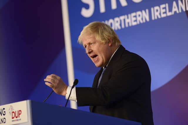 In Belfast in November 2018 Boris Johnson makes a specific pledge to the DUP on an Irish Sea border, which he didn’t keep. Yet unionists have never turned on him. And it isn't sycophancy, as some critics claim - most Ulster unionists lack a natural empathy with Etonians. 
Picture by: Arthur Allison/Pacemaker Press