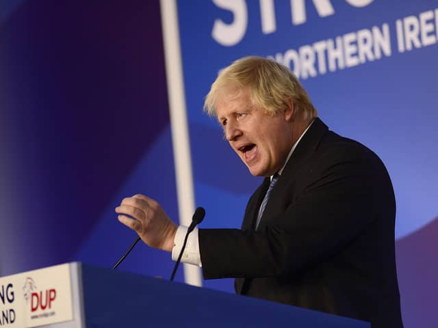 In Belfast in November 2018 Boris Johnson makes a specific pledge to the DUP on an Irish Sea border, which he didn’t keep. Yet unionists have never turned on him. And it isn't sycophancy, as some critics claim - most Ulster unionists lack a natural empathy with Etonians. Picture by: Arthur Allison/Pacemaker Press