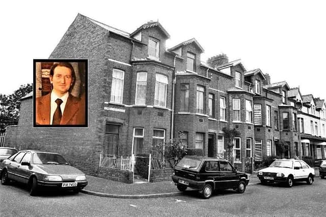 Cyril Murray and the east Belfast home he was shot in (with tape on front gate)