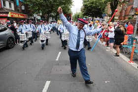 Members of a loyal order take part in the return Belfast parade along the Dublin Road, as part of the traditional Twelfth commemorations. Photo: Liam McBurney/PA Wire
