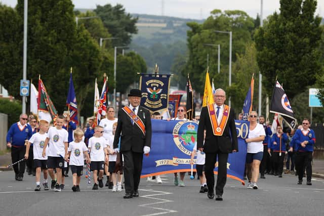 Pride of Ardoyne, take part in a Twelfth of July parade in Ardoyne, Belfast, as part of the traditional Twelfth commemorations.