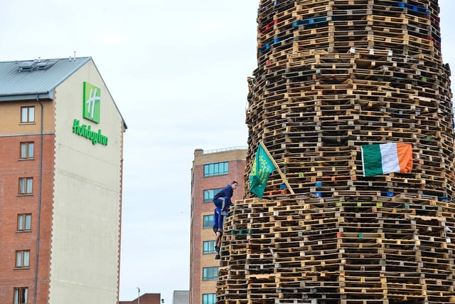 A towering bonfire at Sandy Row