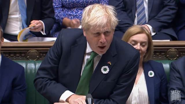 Prime Minister Boris Johnson speaks during Prime Minister's Questions in the House of Commons.