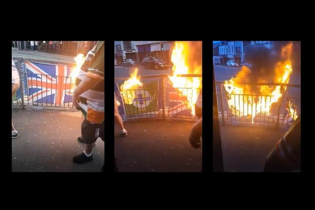 Images of the flags being torched