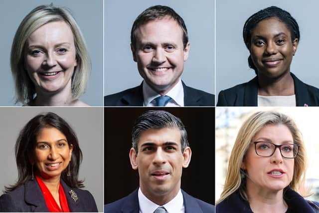 Unionist leaders should say who is best of the six candidates in the Conservative Party leadership race, (top row left to right), Liz Truss, Tom Tugendhat, Kemi Badenoch, (bottom row) Suella Braverman, Rishi Sunak and Penny Mordaunt. Photo: Parliament/PA Wire