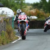 Michael Dunlop in action at the Southern 100 on the Buildbase Suzuki.