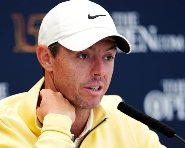 Northern Ireland's Rory McIlroy in a press conference after his round during day one of The Open at the Old Course, St Andrews. Pic by PA.