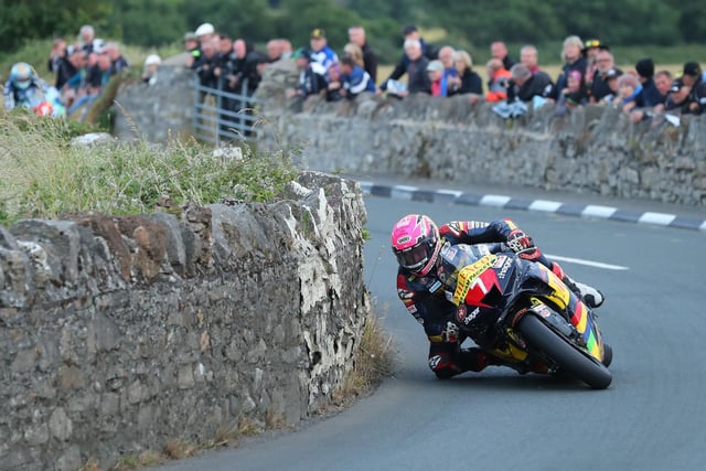 A stylish Davey Todd on his way to victory in the Senior race on Tuesday on the Milenco by Padgett's Honda Fireblade.