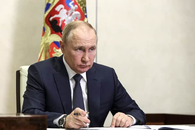 Russian President Vladimir Putin chairs a meeting of the Council for Strategic Development and National Projects in Moscow yesterday, July 18.  Western nations are principled about combatting him until war creates a cost of living crisis (Mikhail Klimentyev, Sputnik, Kremlin Pool Photo via AP)