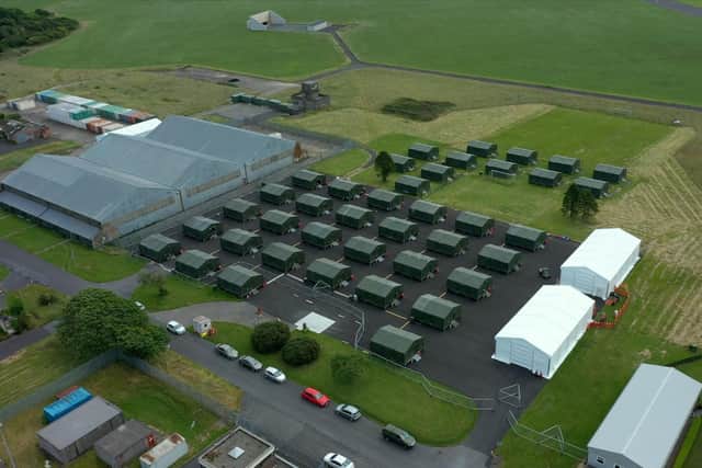 Gormanston military camp in Co Meath, which will be used to house up to 350 Ukrainian refugees in military tents as an emergency measure. The Taoiseach reported “he had not set limits”, now he says numbers accepting the invitation has gone way beyond expectations. Photo: Department of the Taoiseach /PA Wire