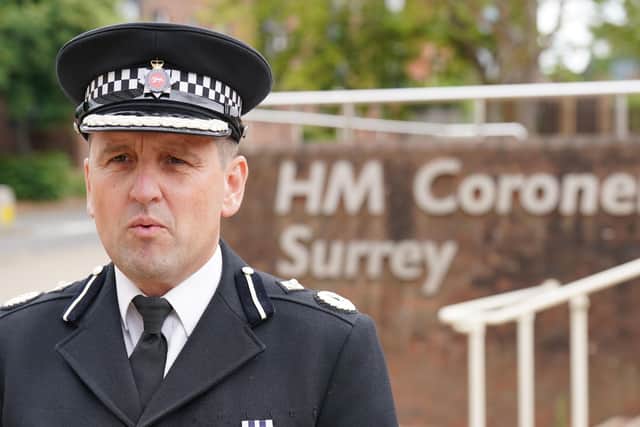 Deputy Chief Constable, Surrey Police Nev Kem,p speaks to the media outside Surrey Coroner's Court in Woking, following the conclusion of the Guildford pub bombings inquest