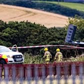 Emergency services including the Northern Ireland Fire and Rescue Service are at the scene of a light aircraft crash in Newtownards airfield on Tuesday evening