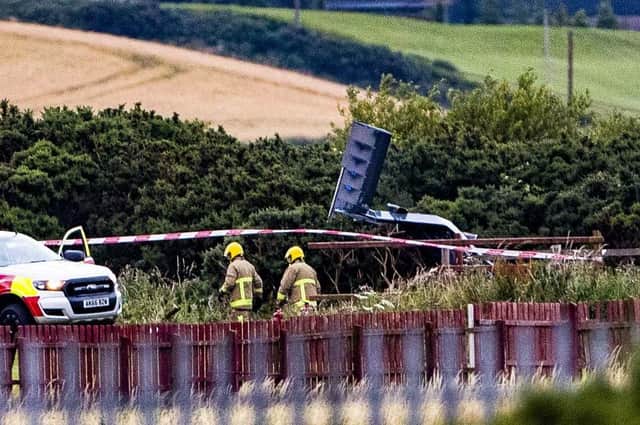 Emergency services including the Northern Ireland Fire and Rescue Service are at the scene of a light aircraft crash in Newtownards airfield on Tuesday evening