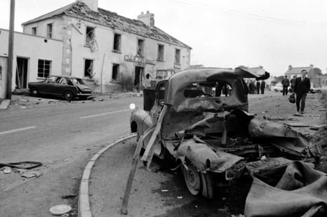 The aftermath of an IRA explosion in Claudy on July 31, 1972