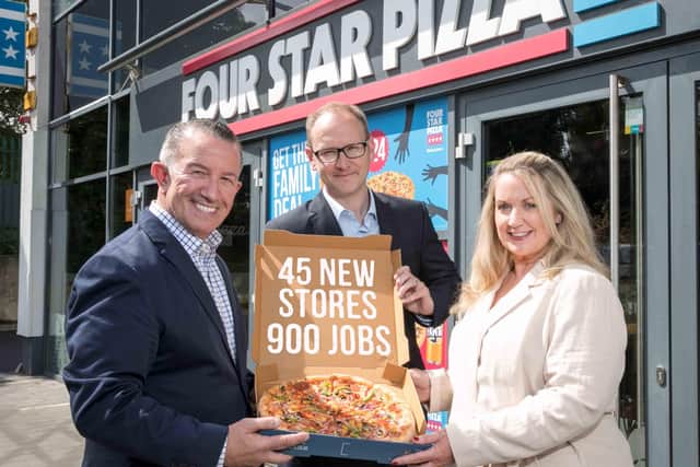 Four Star Pizza CEO Colin Hughes, director of marketing Sean Scott and director of operations Ciara Kellett