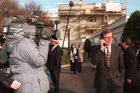 David Trimble outside the White House during his 1998 visit. Phot by JOYCE NALTCHAYAN/AFP via Getty Images