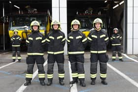Cole McClelland, Jack Leathem, Damien Wisdom, and Conor Finch, pass a significant milestone in George Best Belfast City Airport’s ‘High Flyers Apprenticeship’ programme to become operational firefighters within the Airport’s fire service